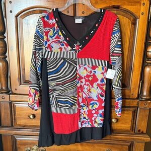 Chic Multicolor Patchwork Blouse